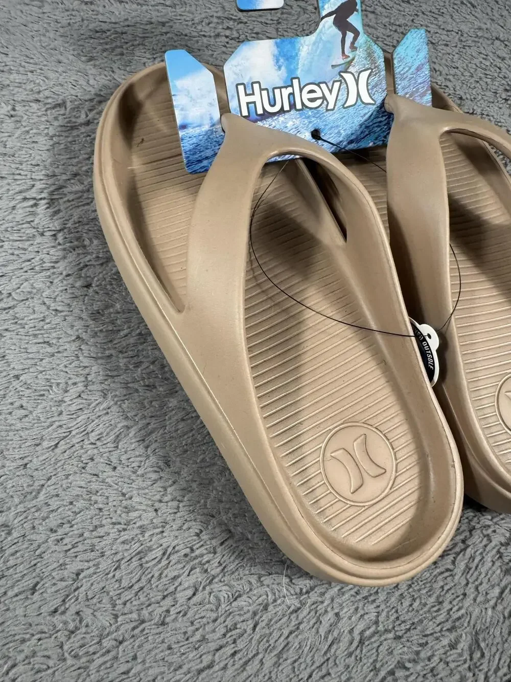 Hurley Sandals Men's Size 10 Beige Lightweight Thong Flip Flop Casual Beach